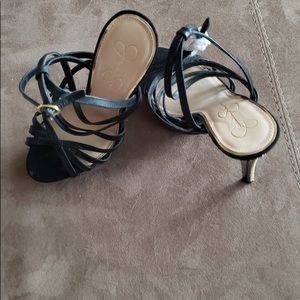 Black open toe heels